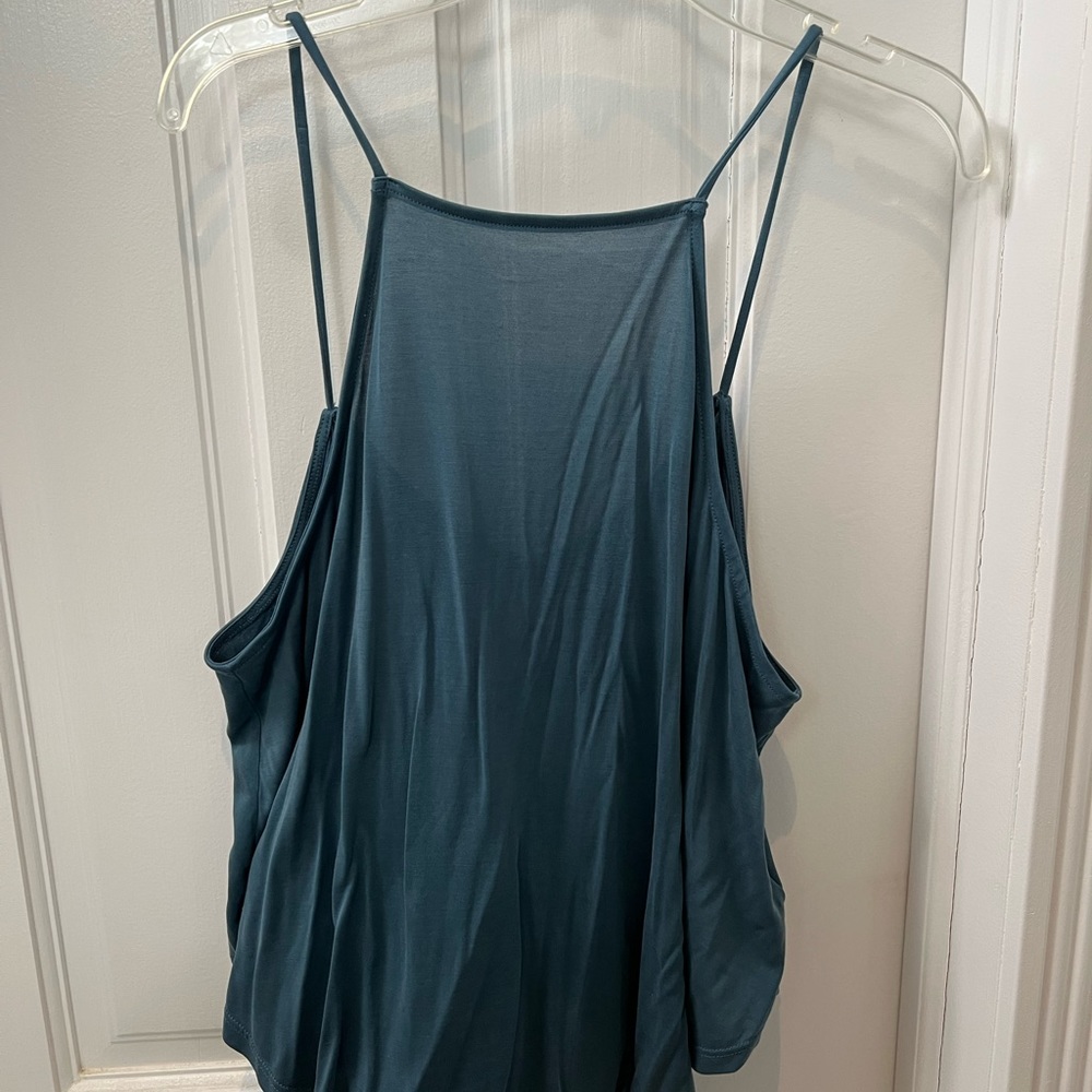 Blue turquoise square neck flowly tank top